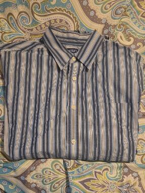 Puritan Men’s Blue & White Vertical Stripe Dress Shirt